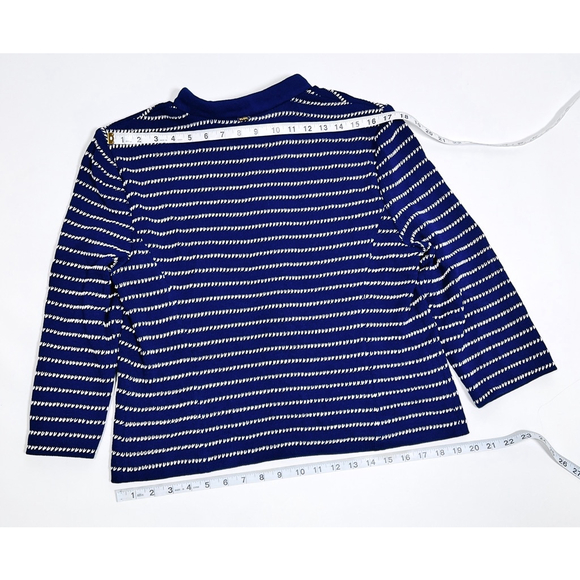 ST. JOHN Womans Sweater Cardigan Zip Front Wool Blend Striped M Blue White - Picture 12 of 12